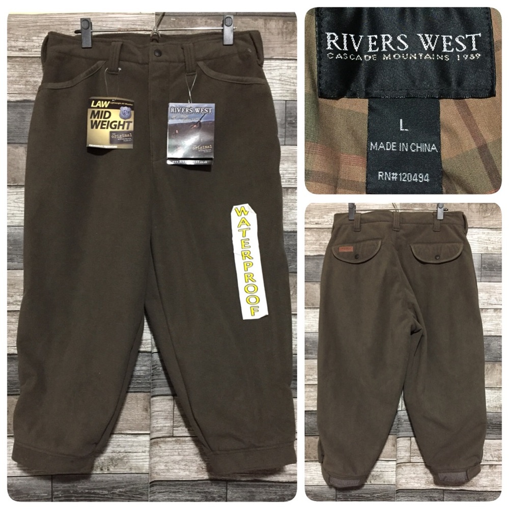 Rivers West Heritage Breeks Fleece Crop Pants Size L Green Brown Waterproof